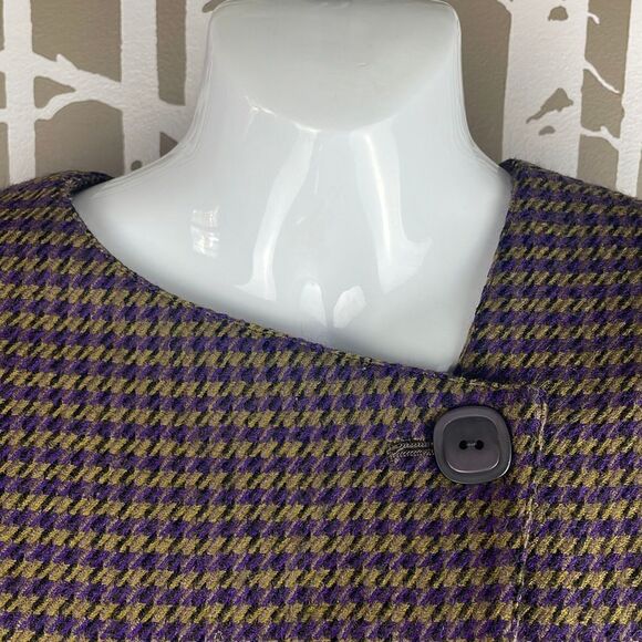Michii Moon for Sanyo Vintage 90s 100% Wool Houndstooth Asymmetrical Blazer - Picture 5 of 5